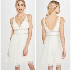 Marchesa Notte White Jeweled Beaded Babydoll Mesh Tulle Dress New With Tags